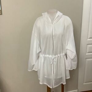 White Mesh Cover-up hoodie 1X-2X